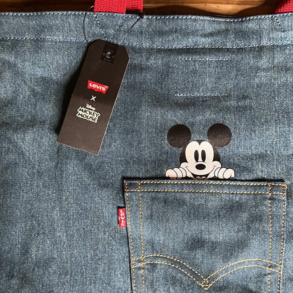 Levi’s X Disney Mickey Mouse Back Pocket Red Handled Tote Bag - Picture 2 of 15